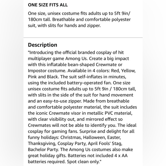 AMONG US - Black Inflatable Costume (one size fits most) Toikido/YuMeToys RARE😎 - Picture 6 of 16